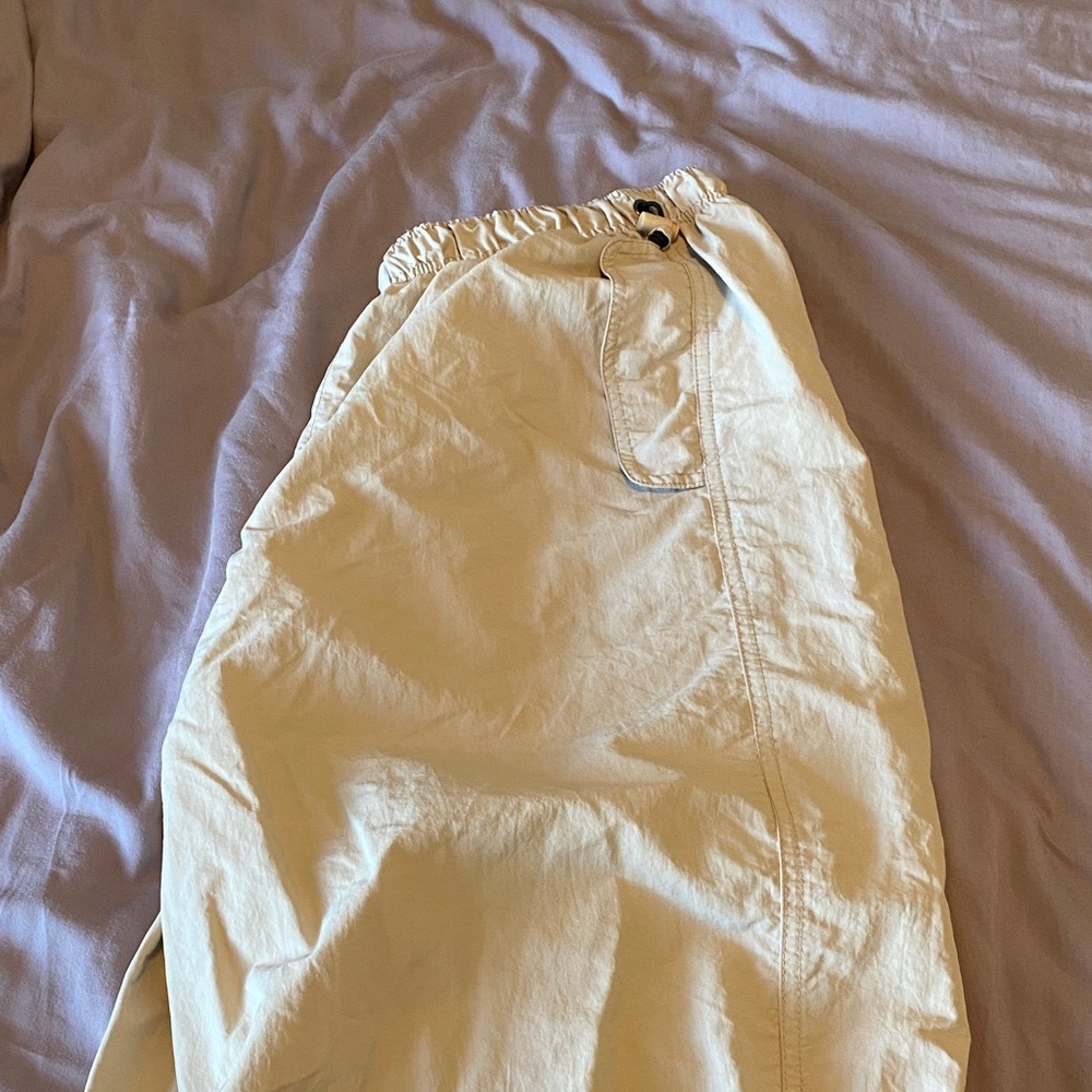 Beige parachute pants